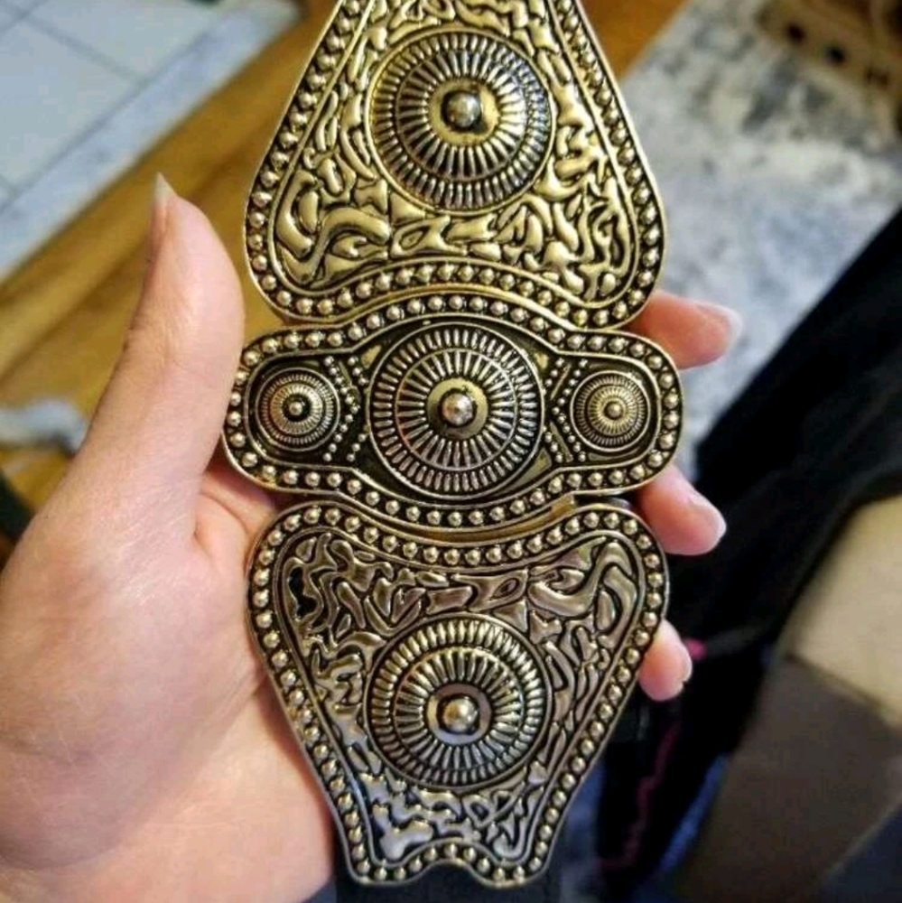 Corset Wide Waist Elastic black & gold statement Belt - Picture 11 of 13